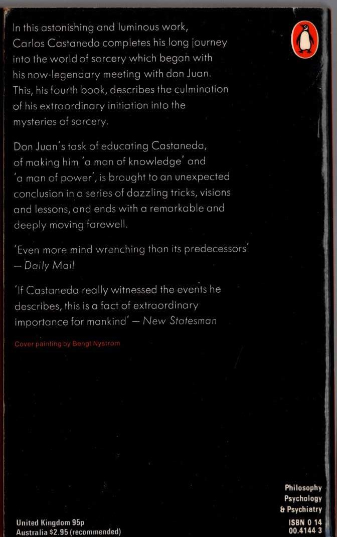Carlos Castaneda  TALES OF POWER magnified rear book cover image