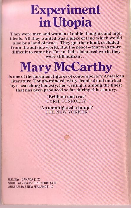 Mary McCarthy  A SOURCE OF EMBARRASSMENT magnified rear book cover image