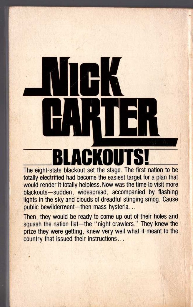 Nick Carter  THE WEAPON OF NIGHT magnified rear book cover image