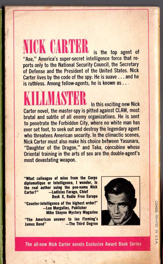 Nick Carter  THE CHINA DOLL magnified rear book cover image