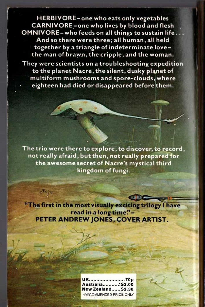 Piers Anthony  OMNIVORE magnified rear book cover image