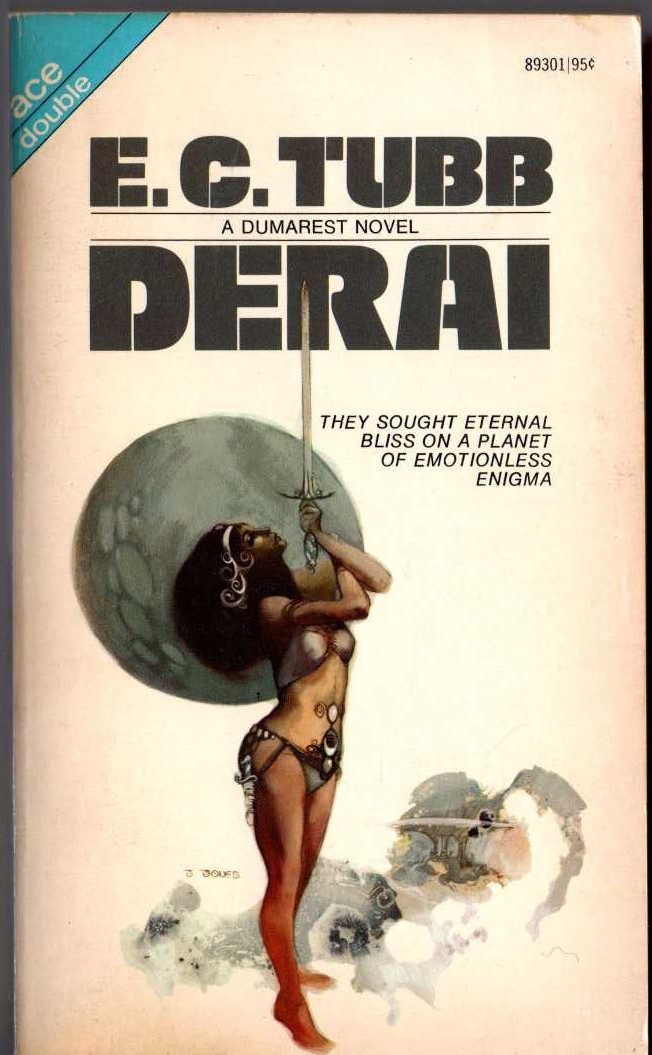 E.C. Tubb  DERAI and THE WINDS OF GATH magnified rear book cover image