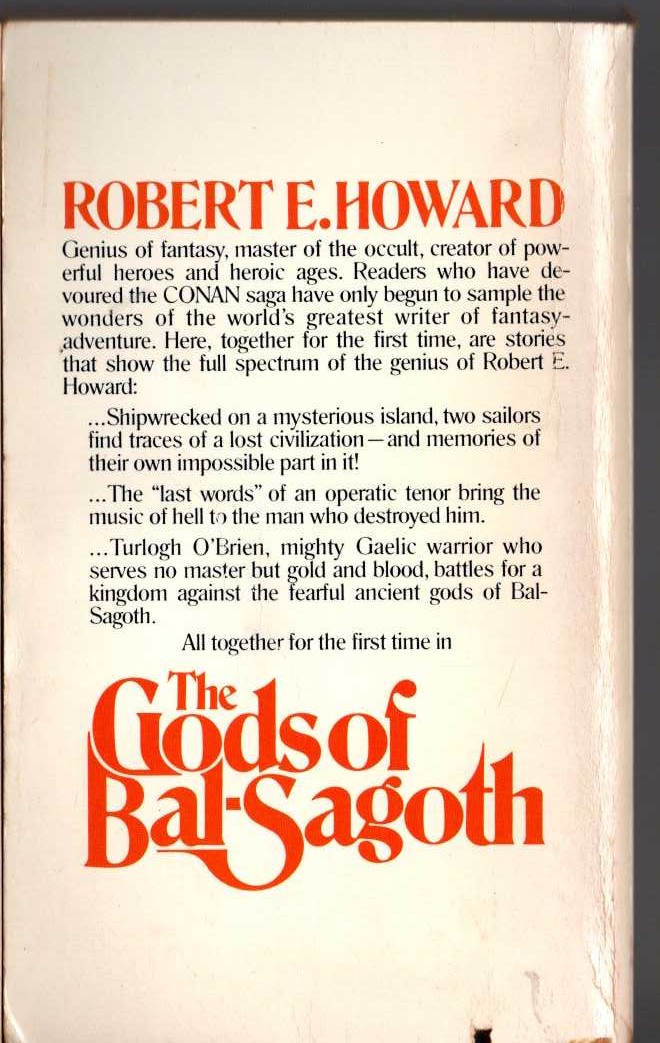 Robert E. Howard  THE GODS OF BAL-SAGOTH magnified rear book cover image