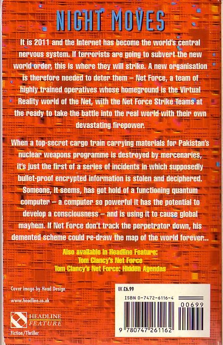 Tom Clancy  NET FORCE: NIGHT MOVES magnified rear book cover image