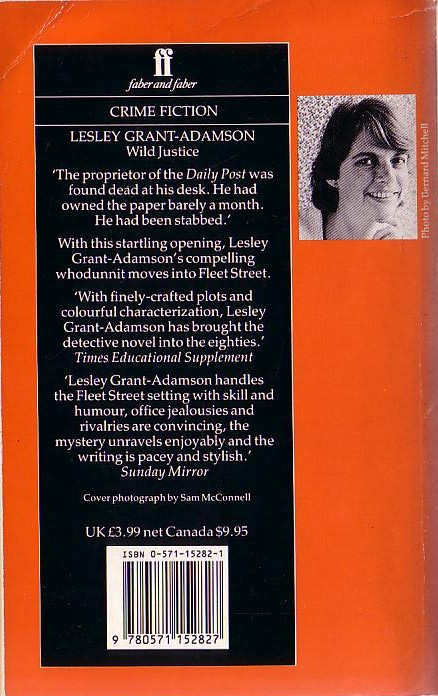 Lesley Grant-Adamson  WILD JUSTICE magnified rear book cover image