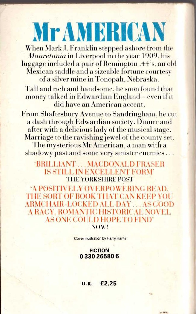 George MacDonald Fraser  MR AMERICAN magnified rear book cover image