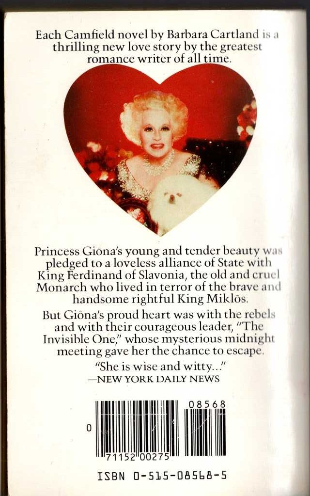 Barbara Cartland  CROWNED WITH LOVE magnified rear book cover image