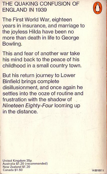  COMING UP FOR AIR .Penguin rpt.1973 rear cover image