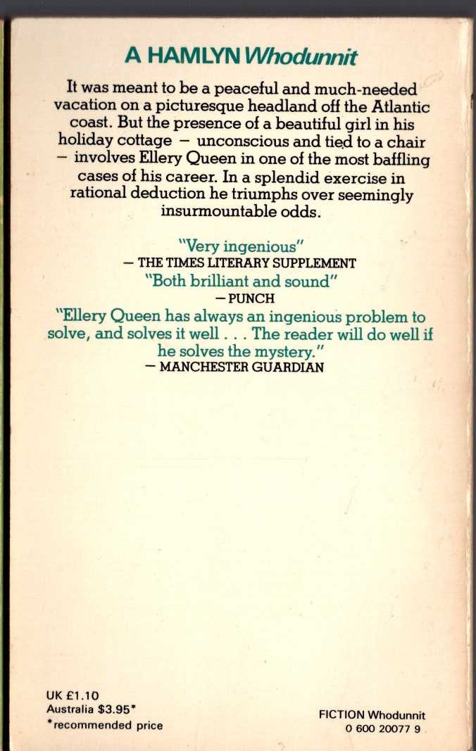 Ellery Queen  THE SPANISH CAPE MYSTERY magnified rear book cover image