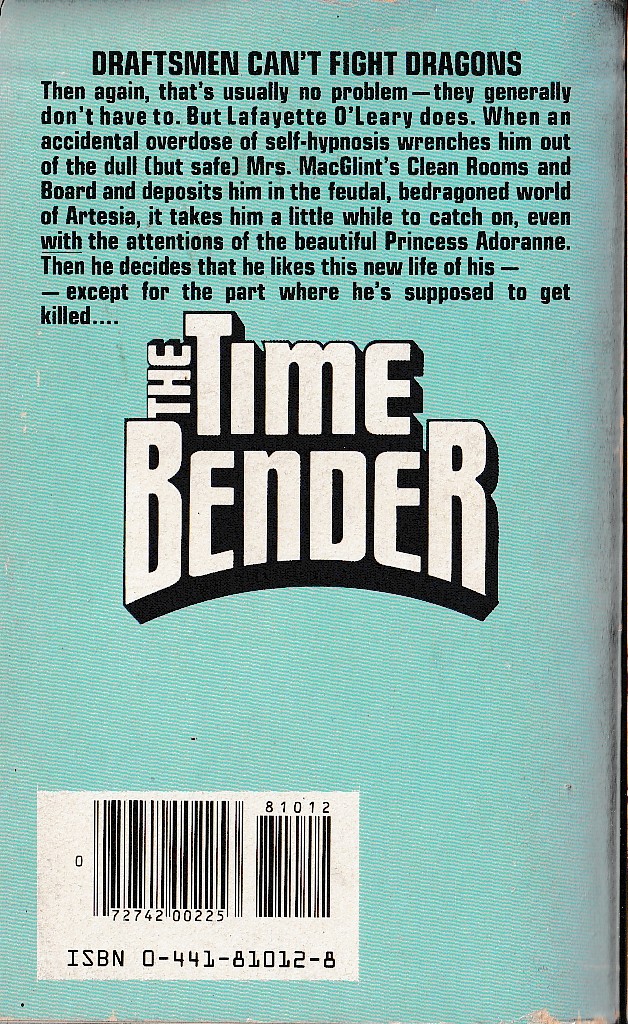 Keith Laumer  THE TIME BENDER magnified rear book cover image