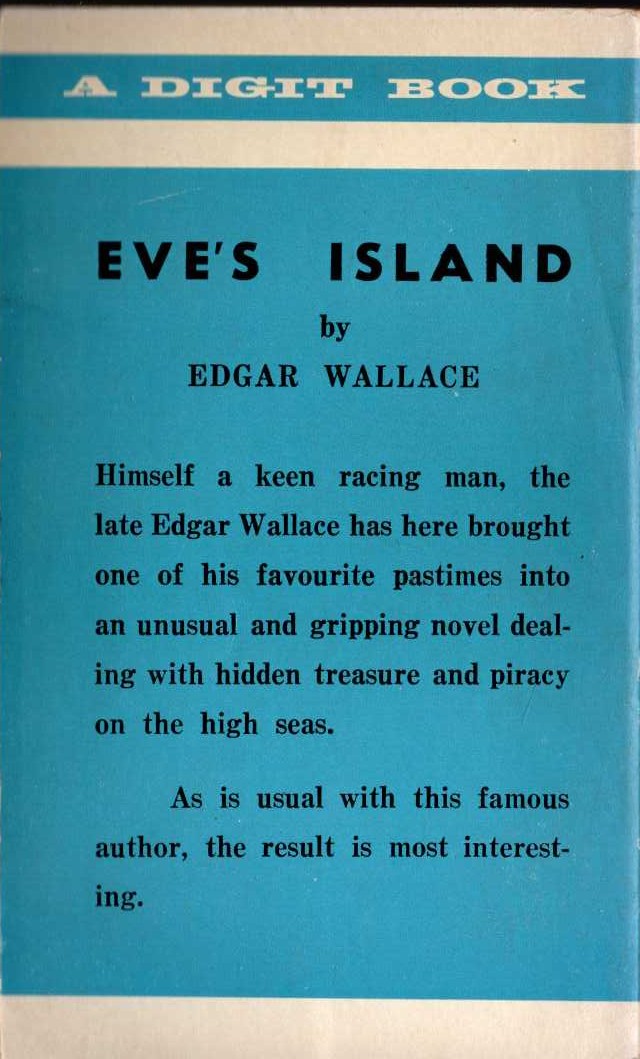 Edgar Wallace  EVE'S ISLAND magnified rear book cover image