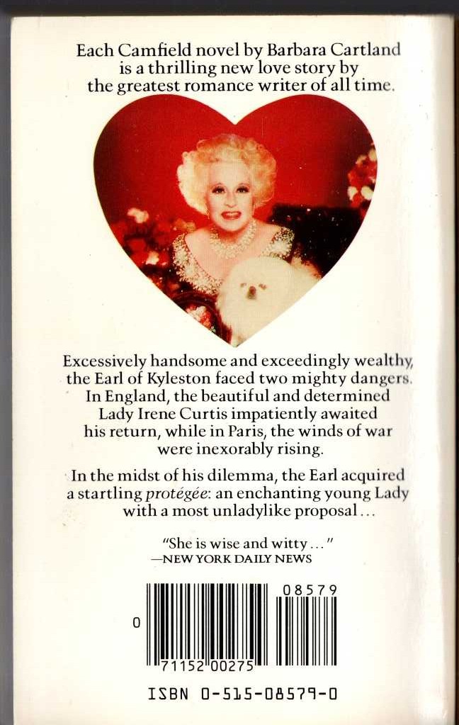 Barbara Cartland  ESCAPE magnified rear book cover image