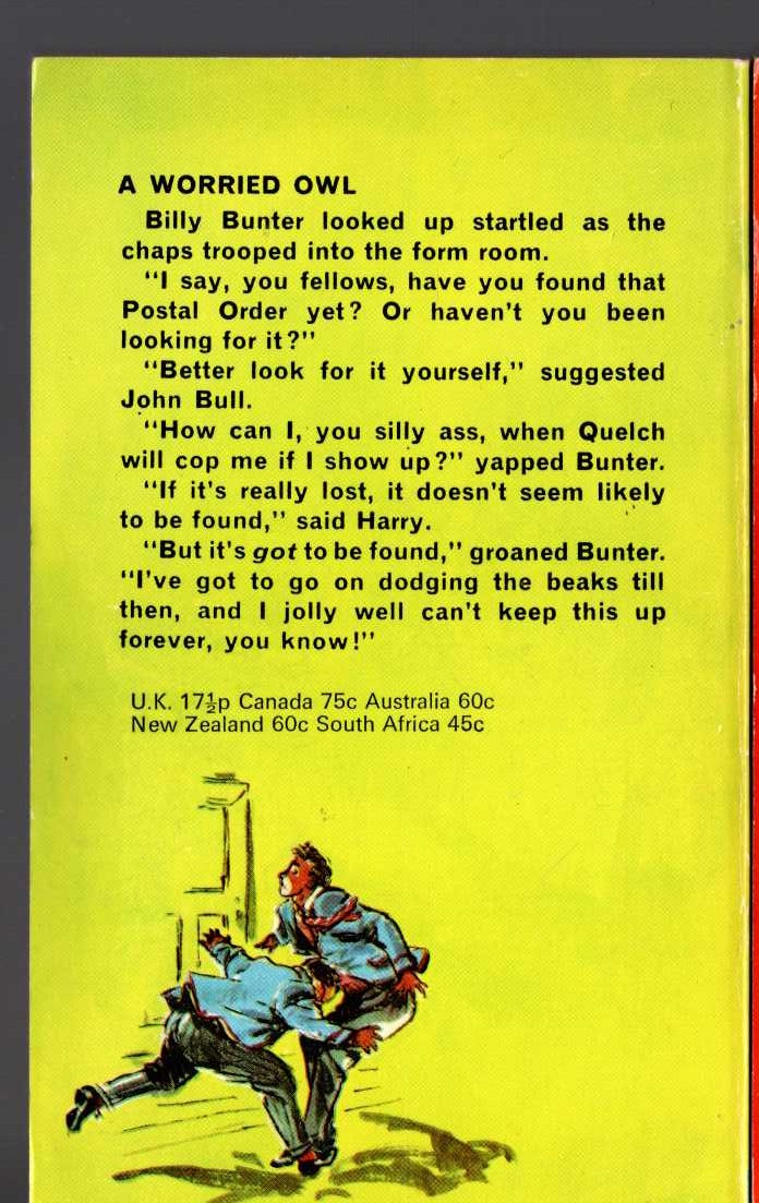 Frank Richards  BILLY BUNTER'S POSTAL ORDER magnified rear book cover image