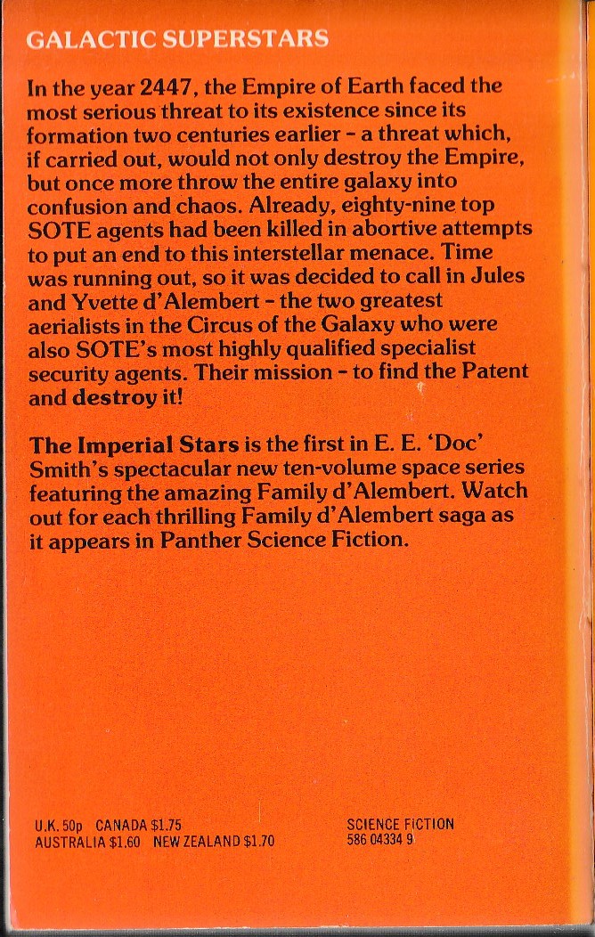 E.E.'Doc' Smith  THE IMPERIAL STARS magnified rear book cover image