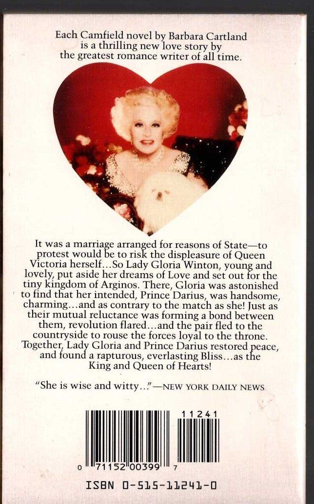 Barbara Cartland  THE DANGEROUS MARRIAGE magnified rear book cover image