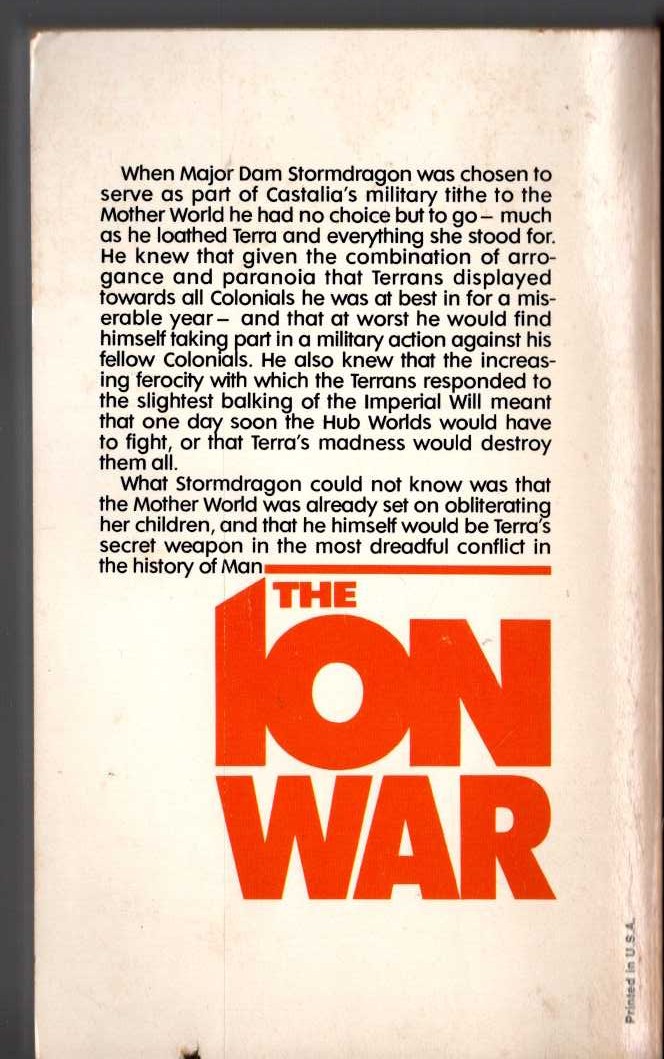 Colin Kapp  THE ION WAR magnified rear book cover image