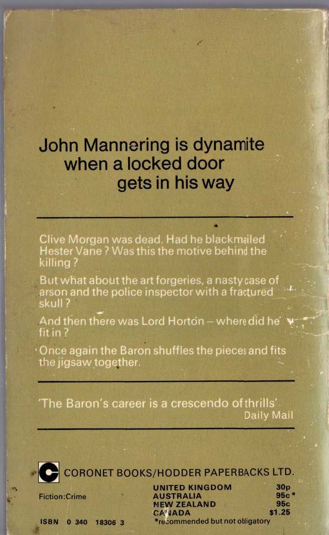 Anthony Morton  BLACK FOR THE BARON magnified rear book cover image