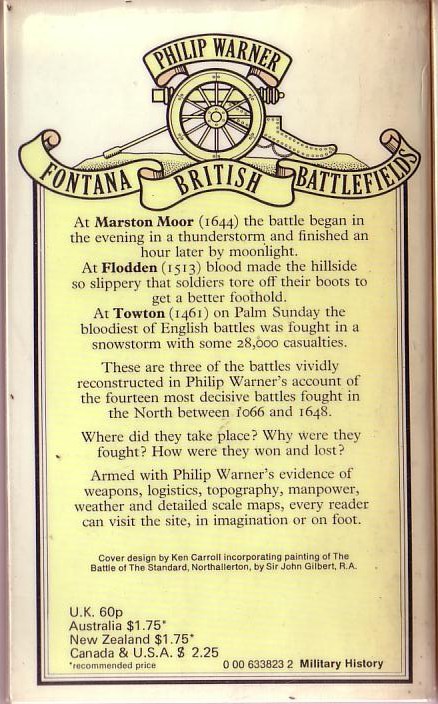 Philip Warner  BRITISH BATTLEFIELDS: THE NORTH magnified rear book cover image