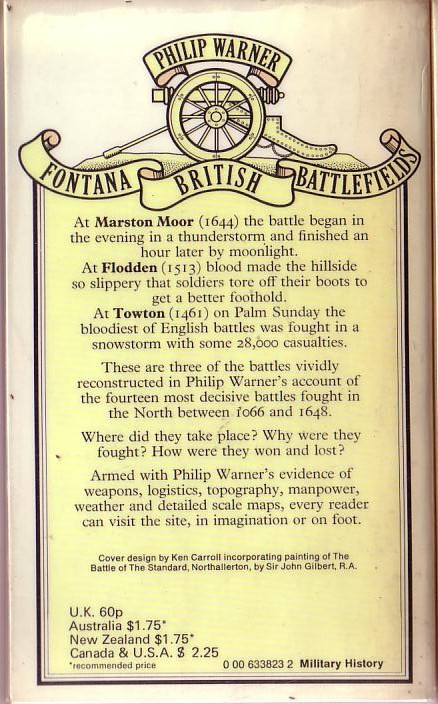Philip Warner  BRITISH BATTLEFIELDS: THE NORTH magnified rear book cover image