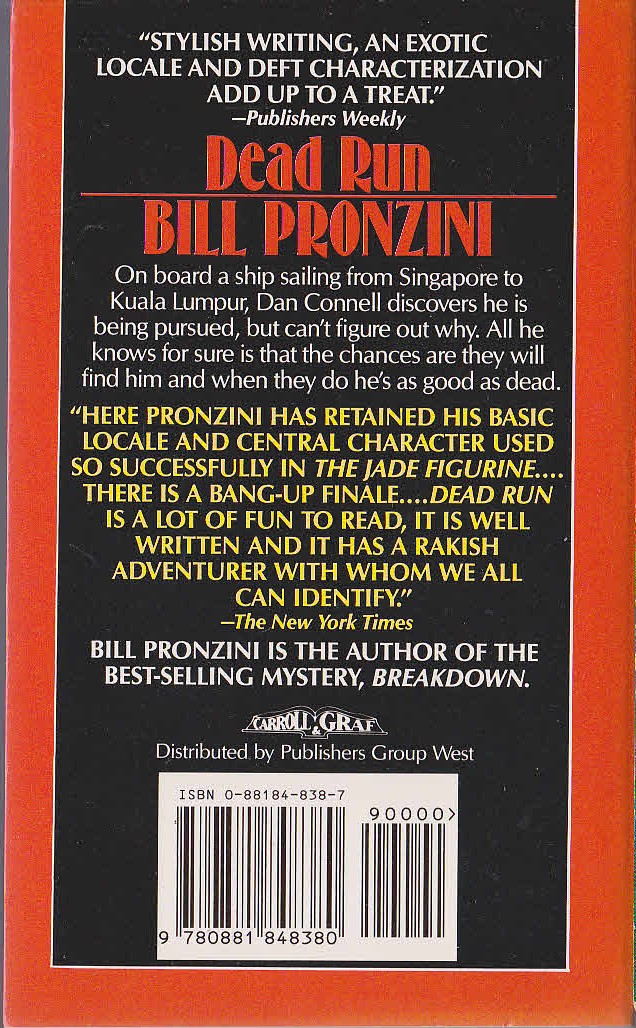 Bill Pronzini  DEAD RUN magnified rear book cover image