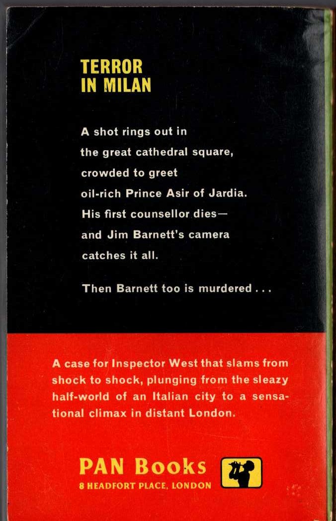 John Creasey  A PRINCE FOR INSPECTOR WEST magnified rear book cover image