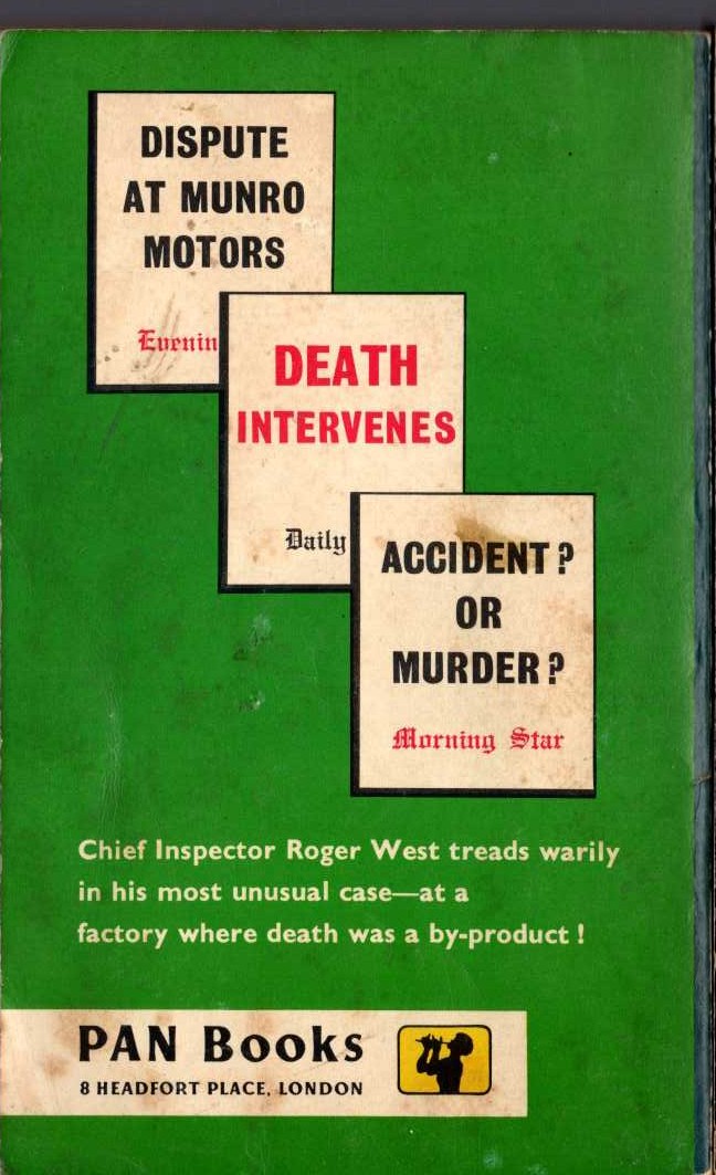 John Creasey  STRIKE FOR DEATH (Inspector West) magnified rear book cover image