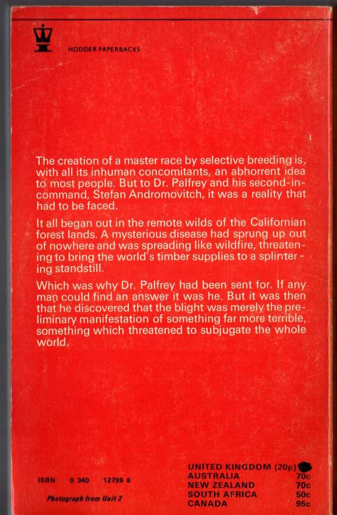 John Creasey  THE BLIGHT magnified rear book cover image