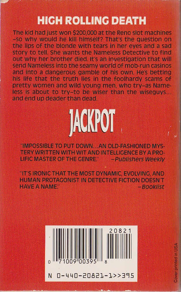 Bill Pronzini  JACKPOT magnified rear book cover image