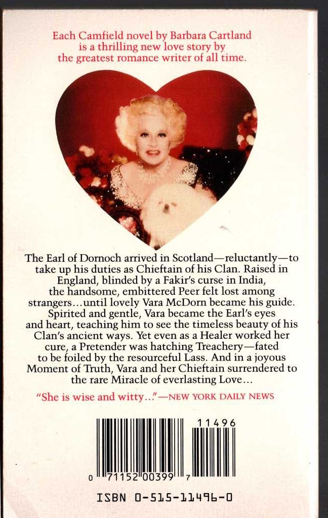 Barbara Cartland  THE EYES OF LOVE magnified rear book cover image