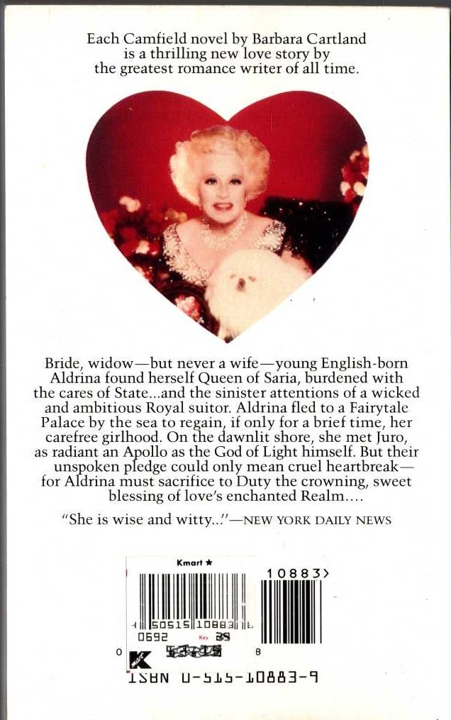 Barbara Cartland  A CORONATION OF LOVE magnified rear book cover image