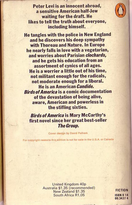 Mary McCarthy  BIRDS OF AMERICA magnified rear book cover image