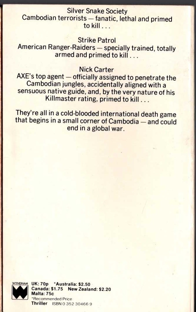 Nick Carter  CAMBODIA magnified rear book cover image
