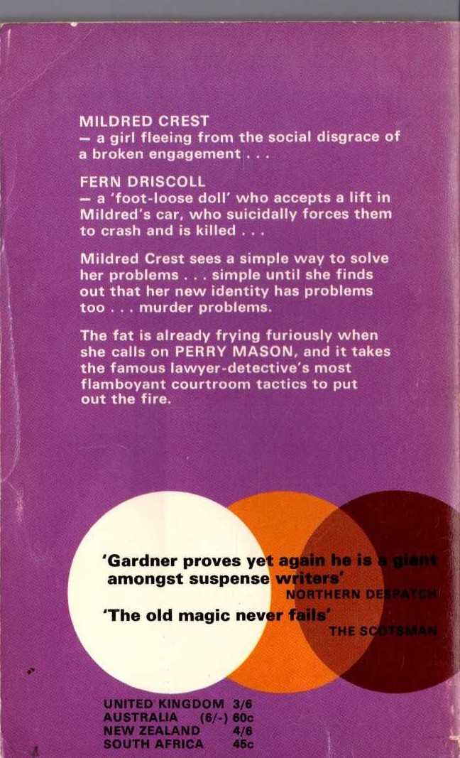 Erle Stanley Gardner  THE CASE OF THE FOOT-LOOSE DOLL magnified rear book cover image