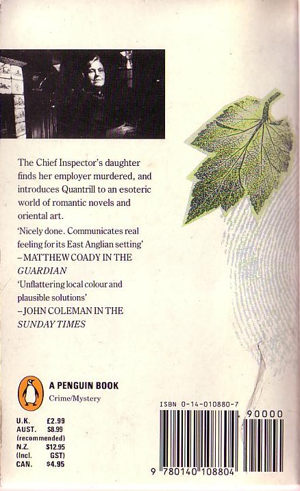 Sheila Radley  THE CHIEF INSPECTOR'S DAUGHTER magnified rear book cover image