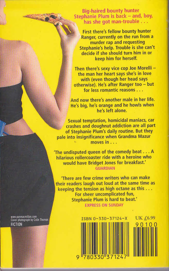 Janet Evanovich  HOT SIX magnified rear book cover image