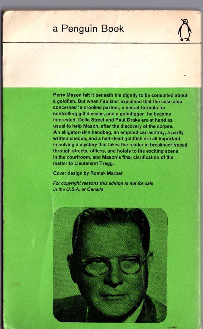 Erle Stanley Gardner  THE CASE OF THE GOLDDIGGER'S PURSE magnified rear book cover image