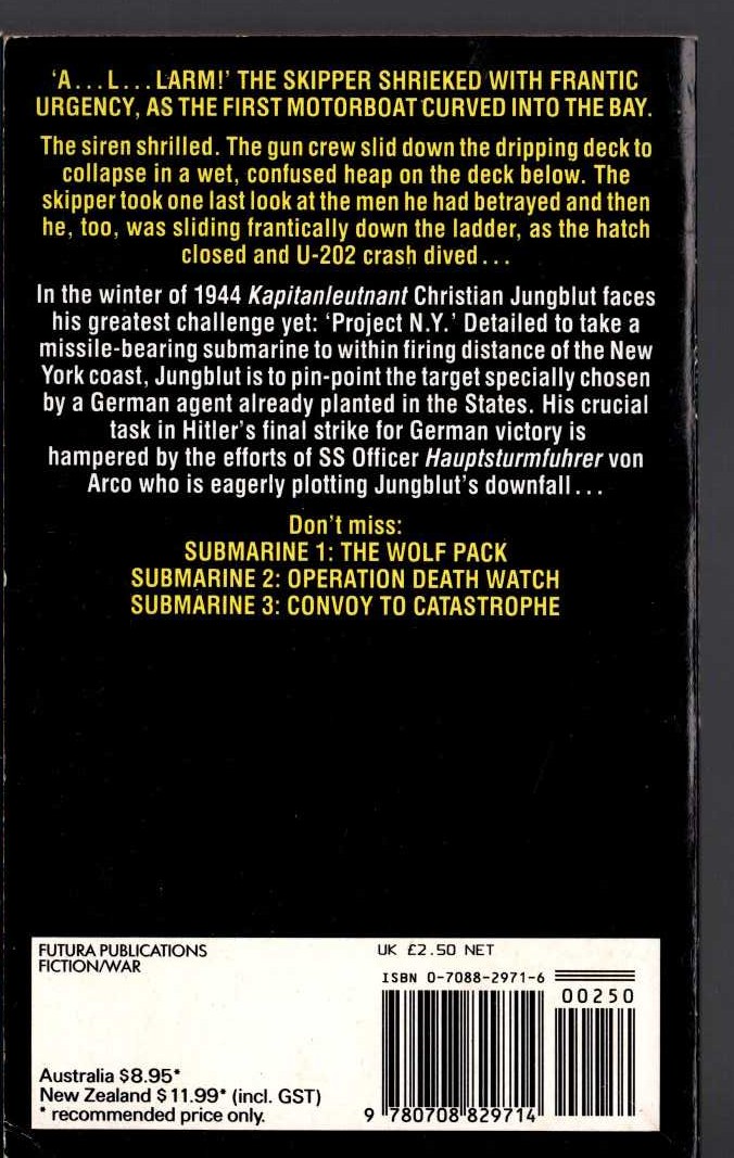 Leo Kessler  SUBMARINE 4: FIRE IN THE WEST magnified rear book cover image
