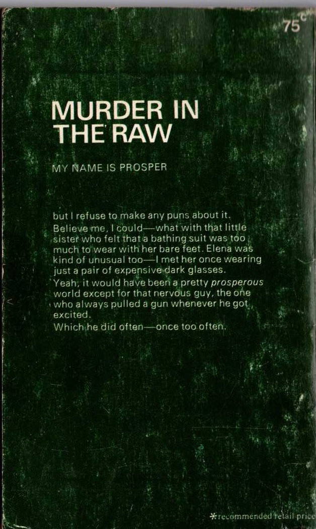 Bruno Fischer  MURDER IN THE RAW magnified rear book cover image