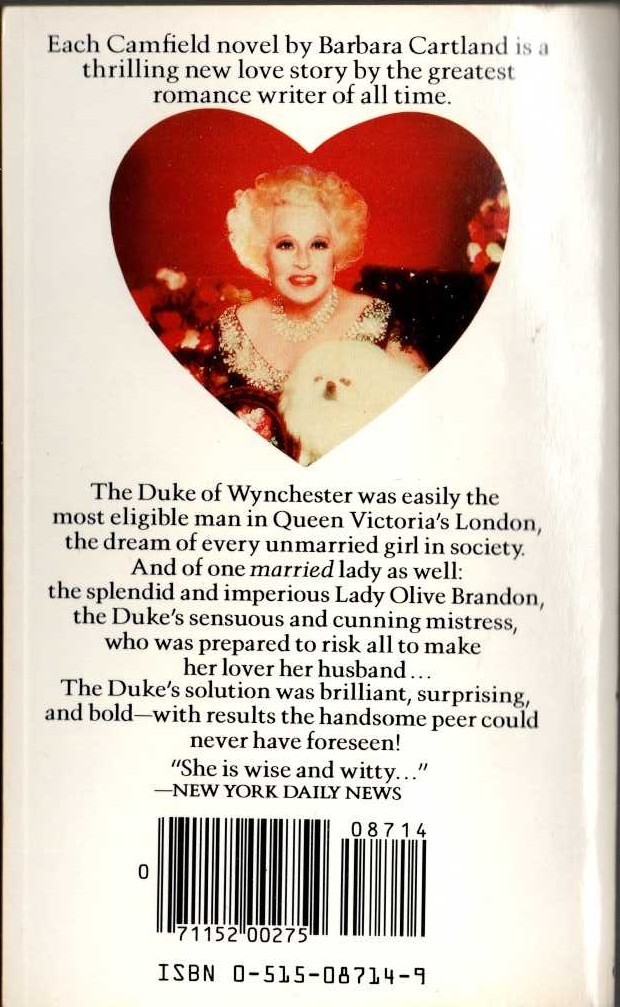 Barbara Cartland  THE LOVE TRAP magnified rear book cover image