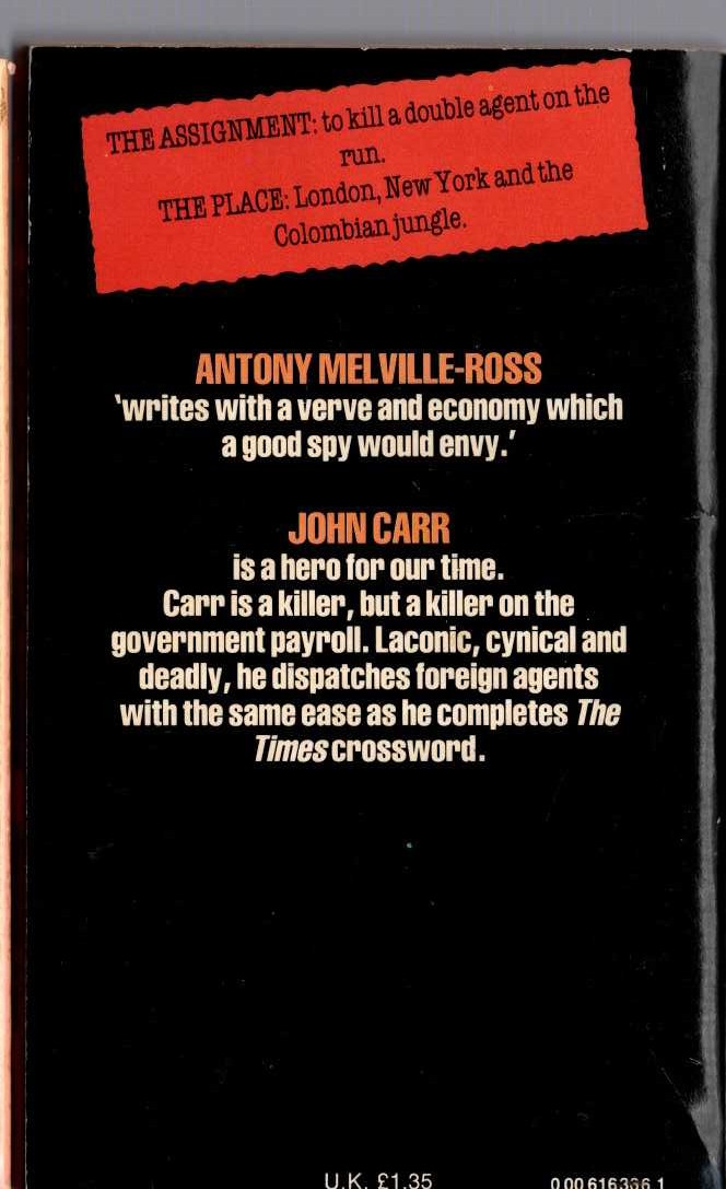 Antony Melville-Ross  BACKLASH magnified rear book cover image