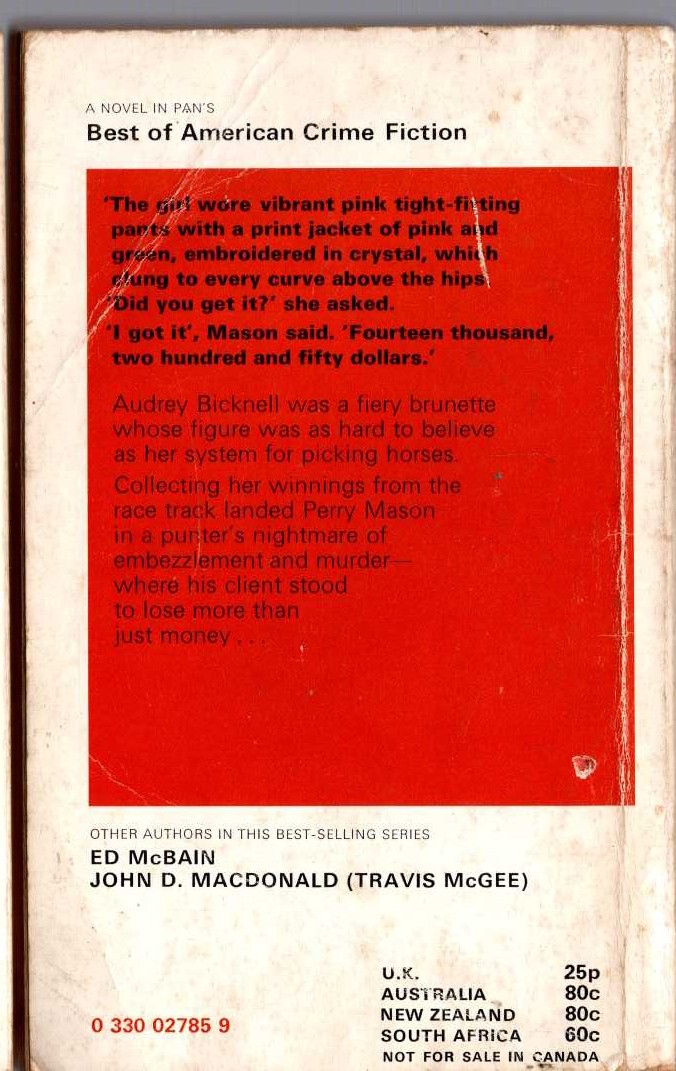 Erle Stanley Gardner  THE CASE OF THE ICE-COLD HANDS magnified rear book cover image