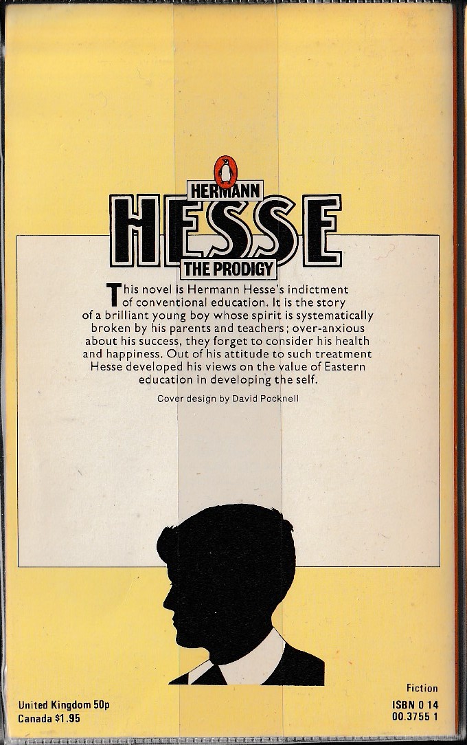 Hermann Hesse  THE PRODIGY magnified rear book cover image