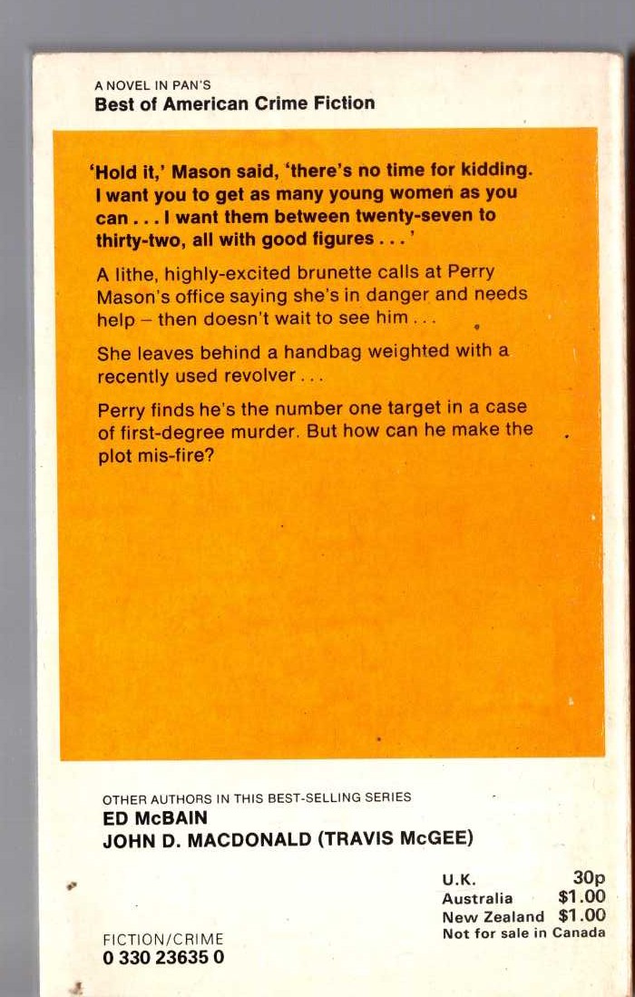 Erle Stanley Gardner  THE CASE OF THE DARING DIVORCEE magnified rear book cover image