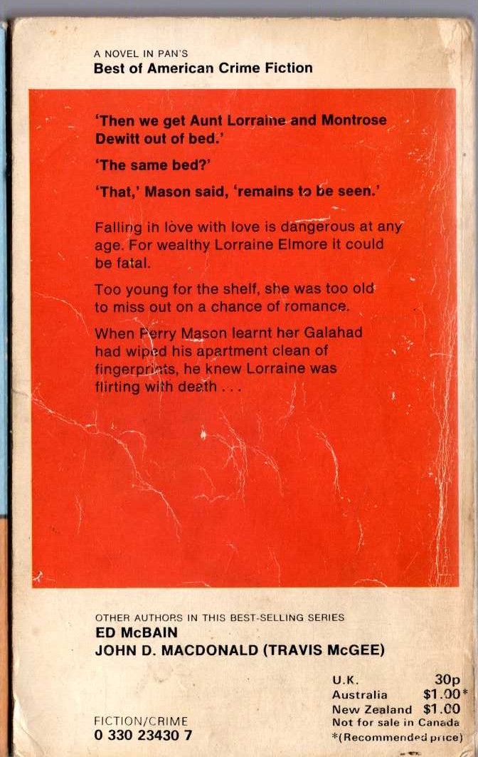 Erle Stanley Gardner  THE CASE OF THE AMOROUS AUNT magnified rear book cover image