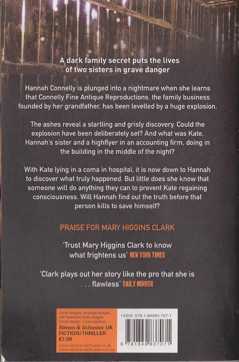 Mary Higgins Clark  DADDY'S GONE A-HUNTING magnified rear book cover image