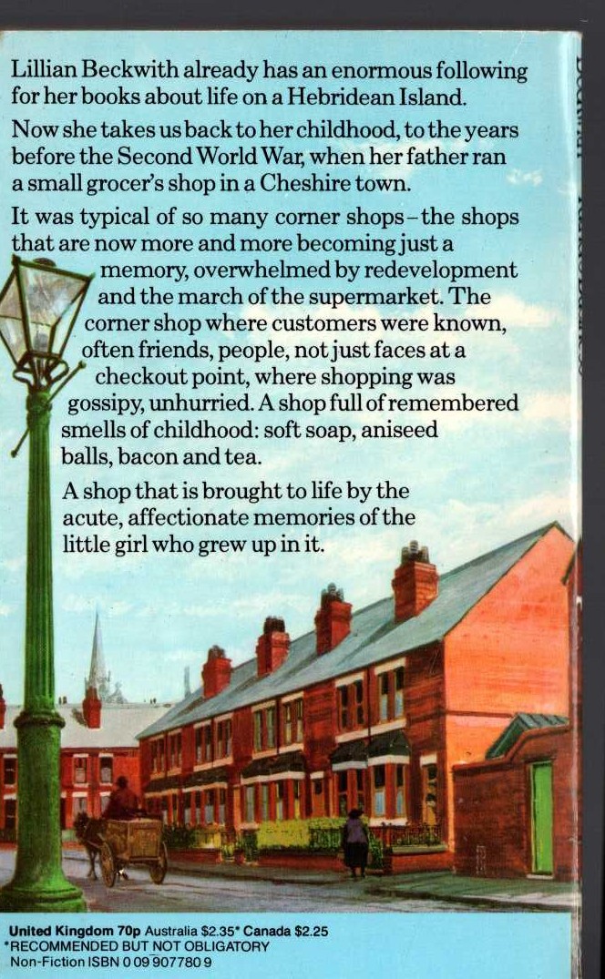 Lillian Beckwith  ABOUT MY FATHER'S BUSINESS magnified rear book cover image