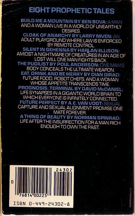 Jerry Pournelle (edits) 20-20 VISION (Eight prophetic tales) magnified rear book cover image