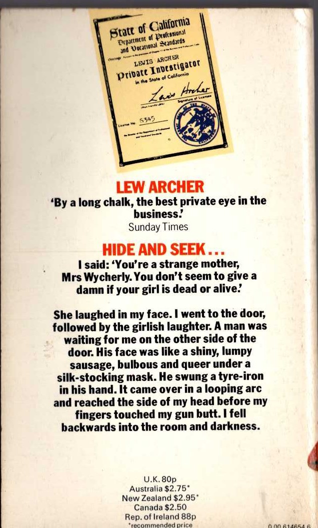 Ross Macdonald  THE WYCHERLY WOMAN magnified rear book cover image