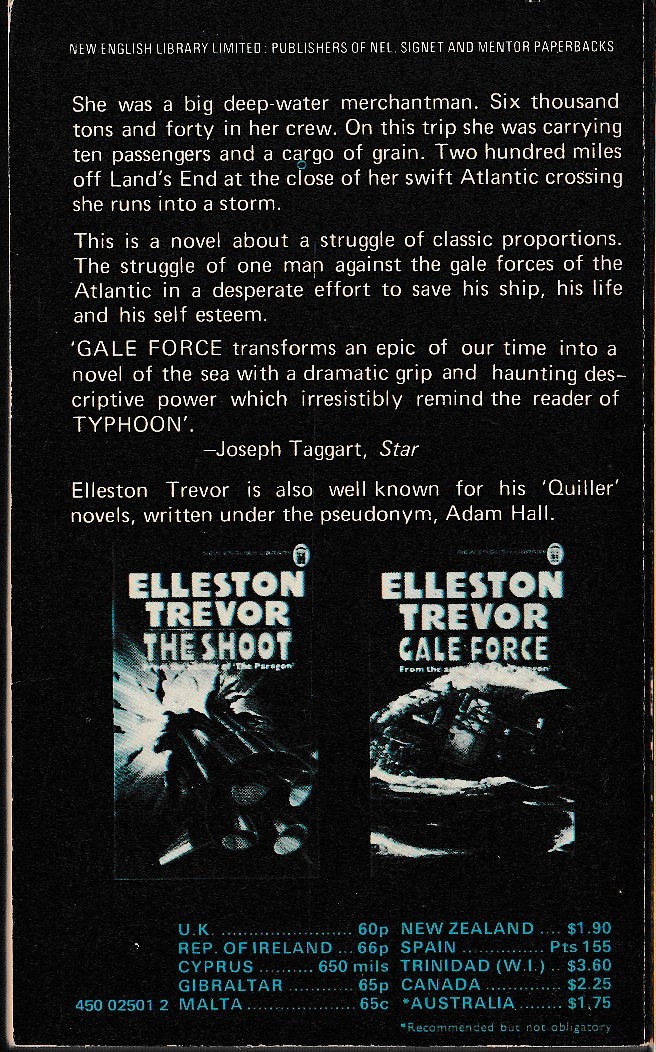 Elleston Trevor  GALE FORCE magnified rear book cover image