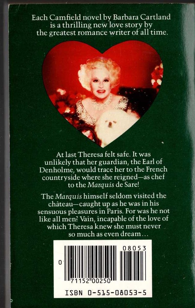 Barbara Cartland  THERESA AND A TIGER magnified rear book cover image